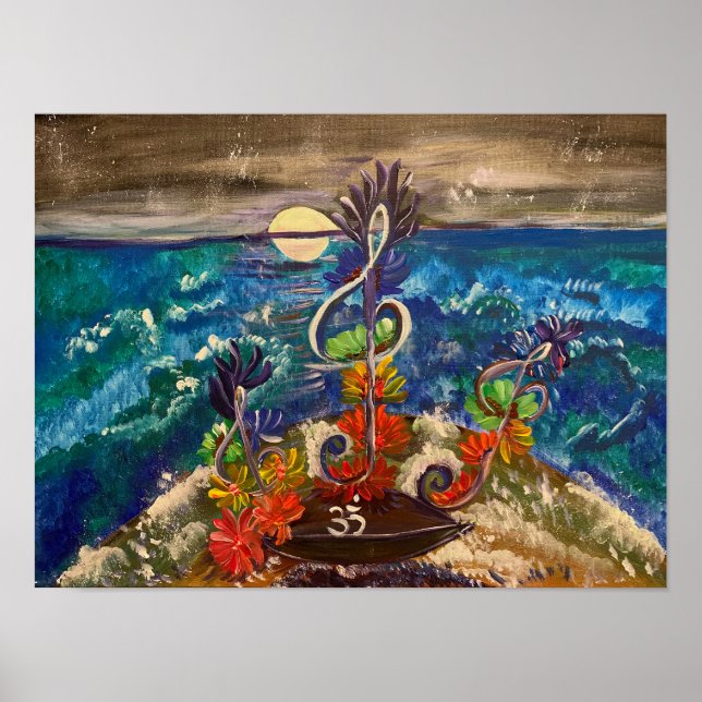 Sea of Harmony - Om Canvas Painting Poster (Front)