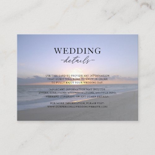 Sea of Love  Beach Sunset Starfish Wedding Enclosure Card