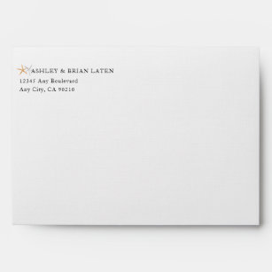 Sea of Love   Beach Sunset Starfish Wedding Envelope