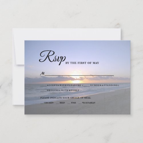 Sea of Love  Beach Sunset Starfish Wedding RSVP Card