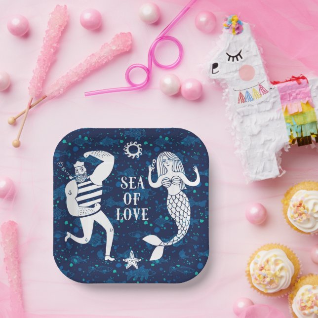 Sea Of Love Poster Paper Plates (Party)
