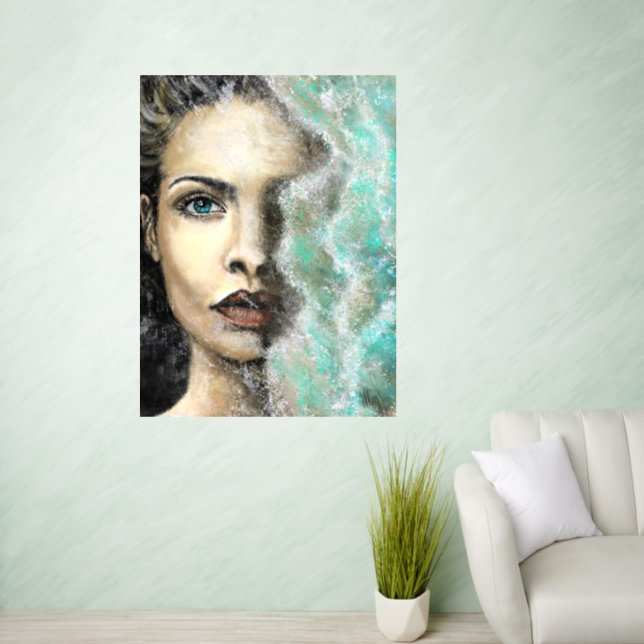 Sea of Memories Wall Decal Painting Art Woman Face (Living Room)
