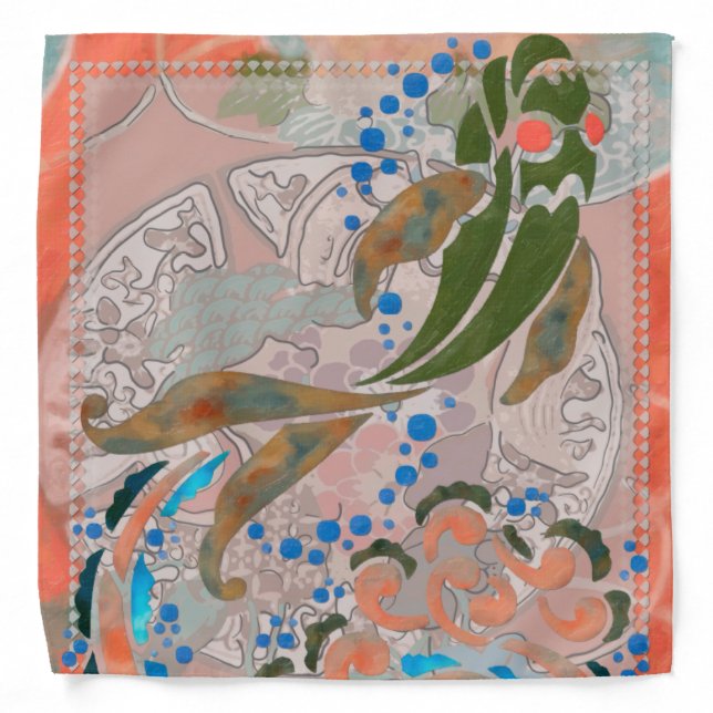Sea of Peace Asian Folk Art Bandana (Front)