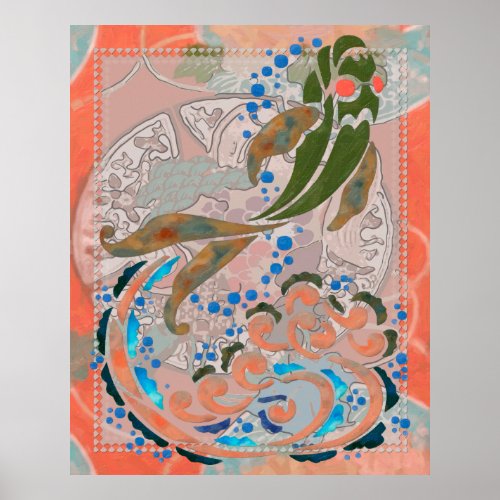Sea of Peace Asian Folk Art Poster