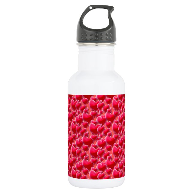 Sea of Pink Hearts Stainless Steel Water Bottle (Front)