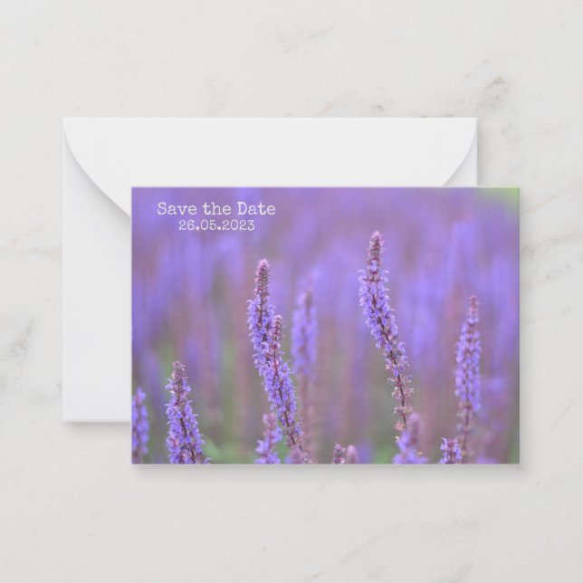 Sea of Purple Flowers at RHS Wisley Save the Date Note Card (Front)