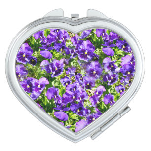 Sea of Serenity: The Beautiful Purple Pansy Field Compact Mirror