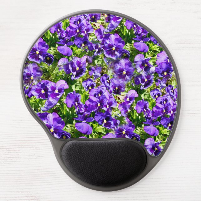 Sea of Serenity: The Beautiful Purple Pansy Field Gel Mouse Pad (Front)