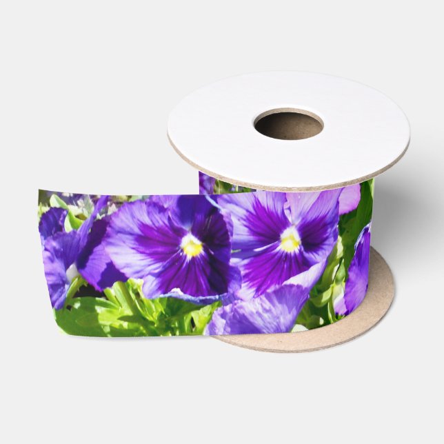 Sea of Serenity: The Beautiful Purple Pansy Field Satin Ribbon (Spool)