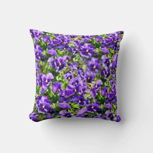 Sea of Serenity: The Beautiful Purple Pansy Field Throw Pillow
