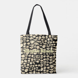 Sea of Shells -Black Personalized Tote Bag