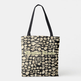 Sea of Shells -Black Personalized Tote Bag