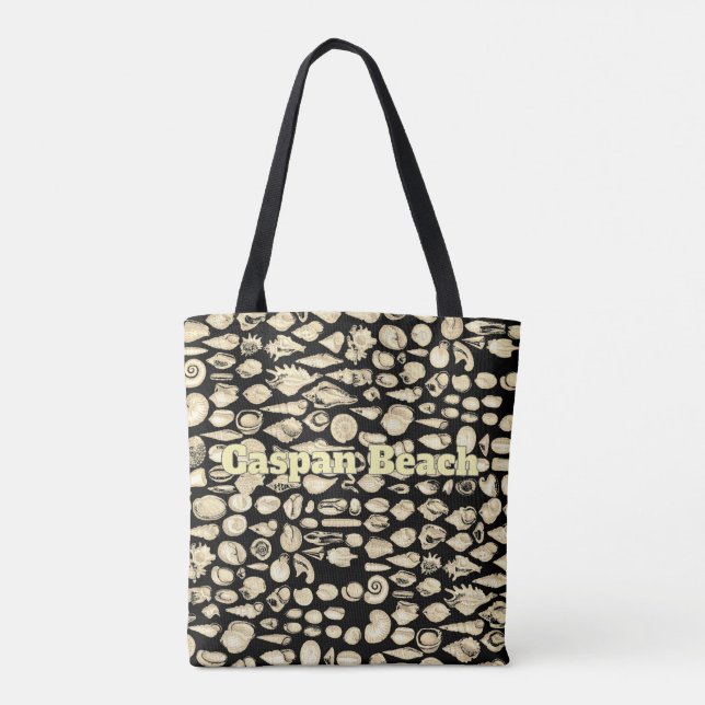 Sea of Shells -Black Personalized Tote Bag (Back)