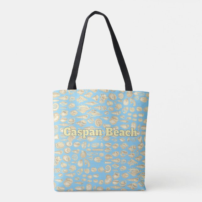 Sea of Shells - Lt Blue Personalized Tote Bag (Back)