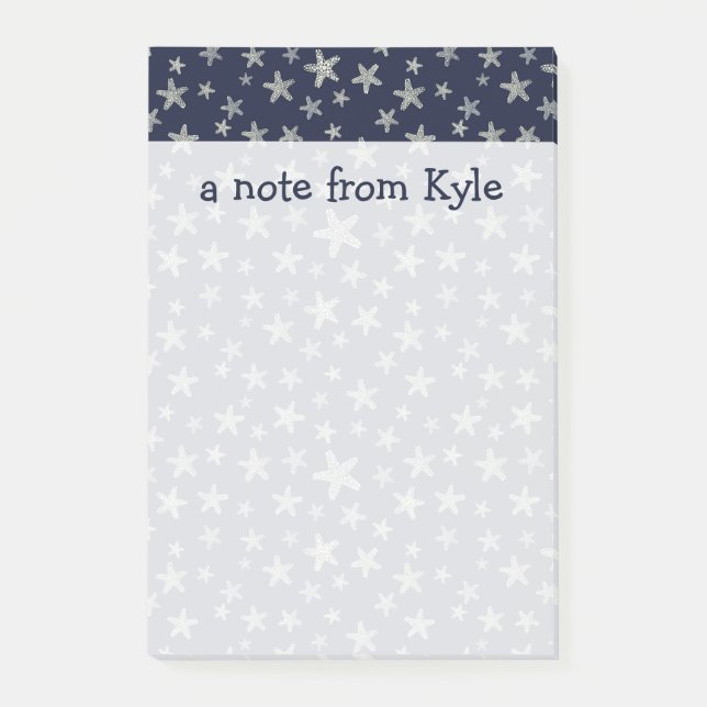 Sea Of Starfish Pattern | Add Your Name Post-it Notes (Front)