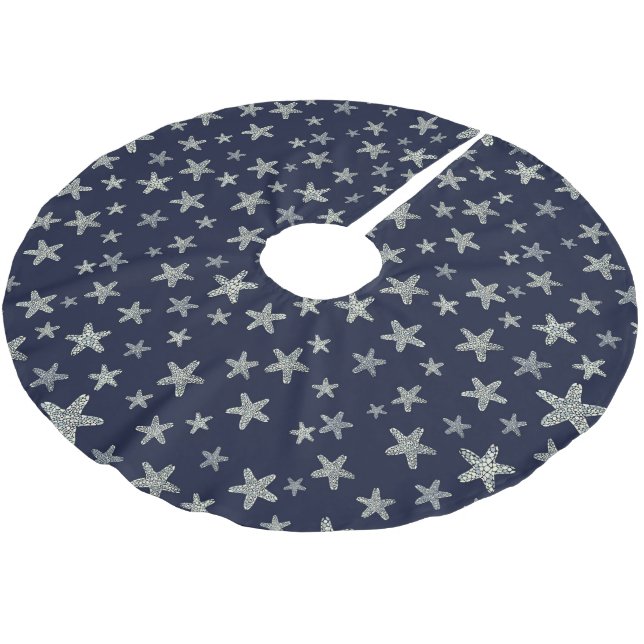 Sea Of Starfish Pattern Brushed Polyester Tree Skirt (Angled)