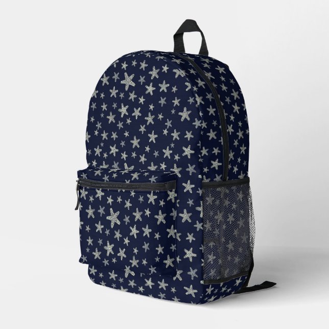 Sea Of Starfish Pattern Printed Backpack (Back Corner Right)