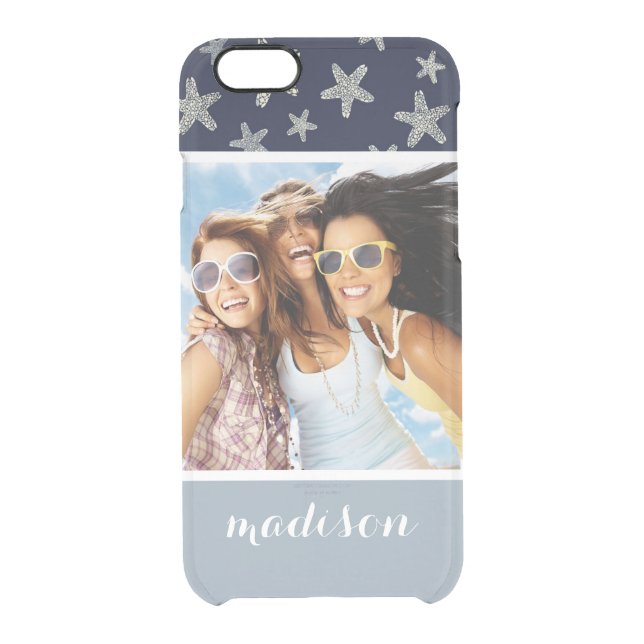 Sea Of Starfish Pattern | Your Photo & Name Uncommon iPhone Case (Back)