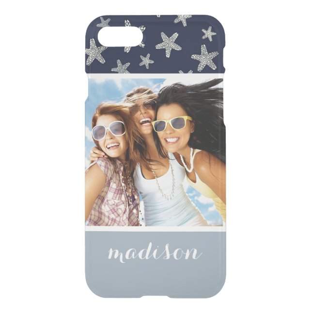 Sea Of Starfish Pattern | Your Photo & Name Uncommon iPhone Case (Back)
