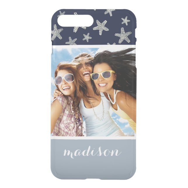 Sea Of Starfish Pattern | Your Photo & Name Uncommon iPhone Case (Back)