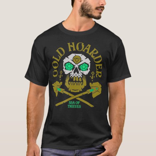 Sea of Thieves Gold Hoarder Emerald Skull Crossed  T_Shirt