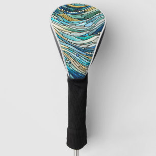 Sea of Waves Teal Mosaic Fine Art Golf Head Cover