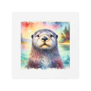Sea Otter 081024AREF148 - Watercolor Metal Print