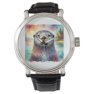 Sea Otter 081024AREF148 - Watercolor Watch