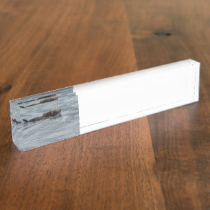 sea otter and baby desk name plate