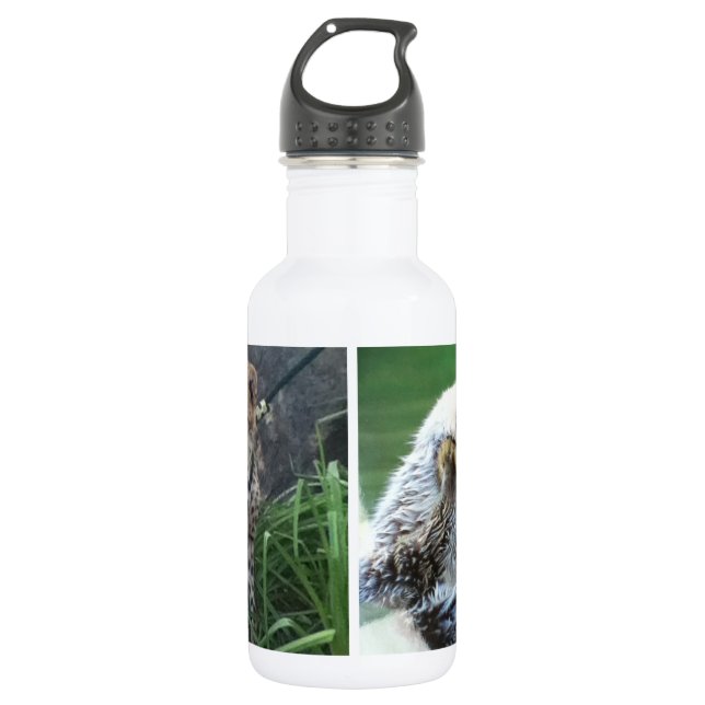 Sea otter and cheetah cub water bottle (Front)