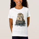 Sea Otter and Pup T-shirt<br><div class="desc">This design features an image of a mother sea otter and her pup. The illustration is by artist Dawn Witherington.</div>