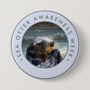 Sea Otter Awareness Week, watercolor Button
