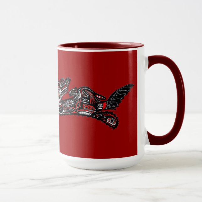 SEA OTTER & BABY (Haida Styled) Art Gift Mug (Right)