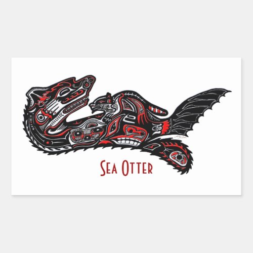 SEA OTTER  BABY Haida Styled Art Gift Sticker