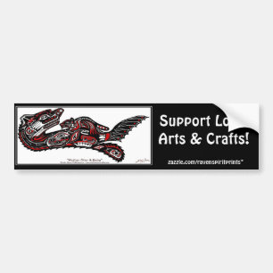 SEA OTTER & BABY Haida Styled Bumper Sticker