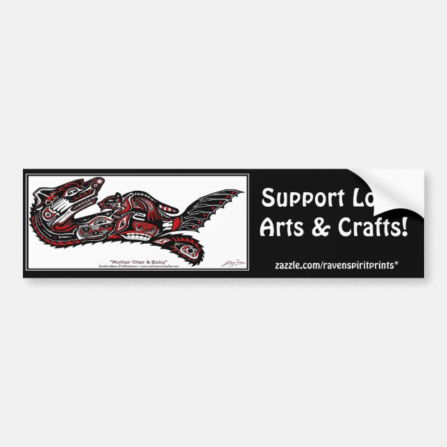 SEA OTTER & BABY Haida Styled Bumper Sticker (Front)