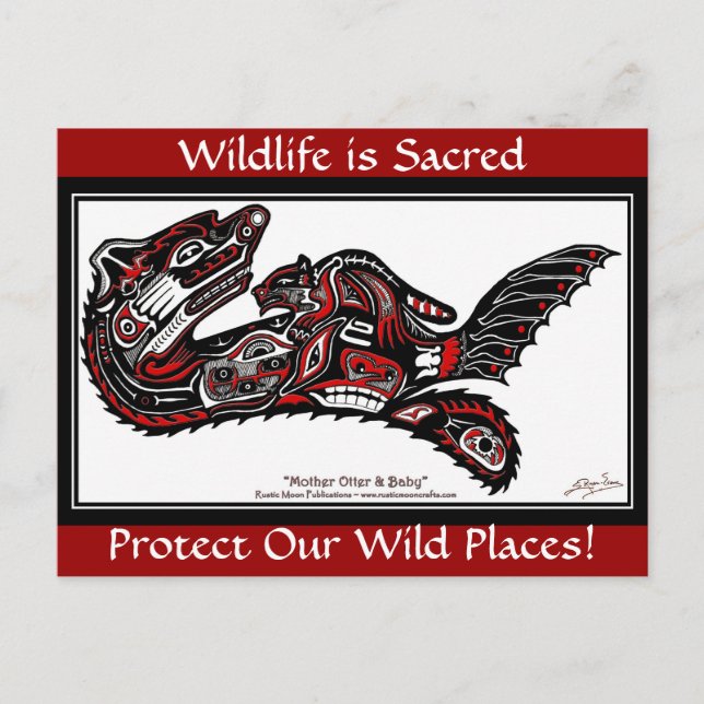 SEA OTTER & BABY (Haida Styled) Postcards (Front)