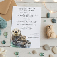 Sea Otter Baby Shower Adorable Watercolor