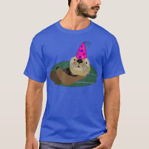 Sea Otter Birthday Hat Party Design T-Shirt
