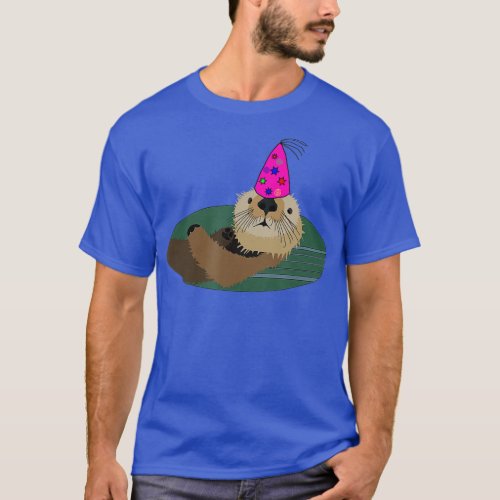 Sea Otter Birthday Hat Party Design  T_Shirt