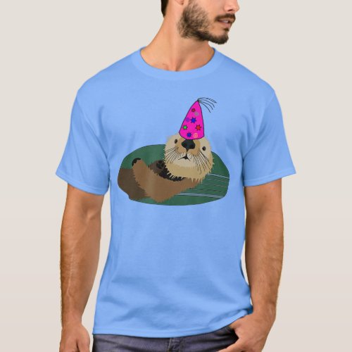 Sea Otter Birthday Hat Party Design  T_Shirt