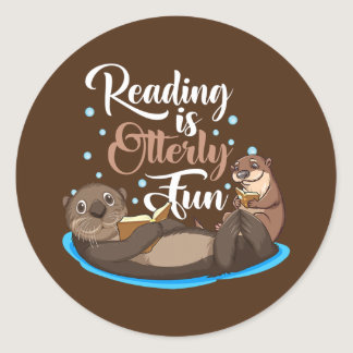 Sea Otter Book Reading Gifts for Bookworm Classic Round Sticker