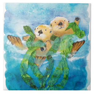 Sea Otter Ceramic Tile/Trivet (6" square) Tile
