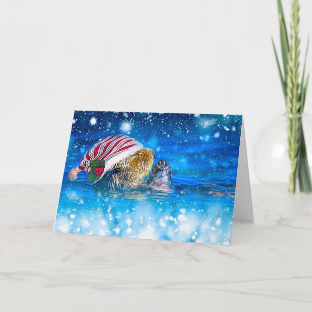 Sea Otter Christmas Holiday Card (Front)