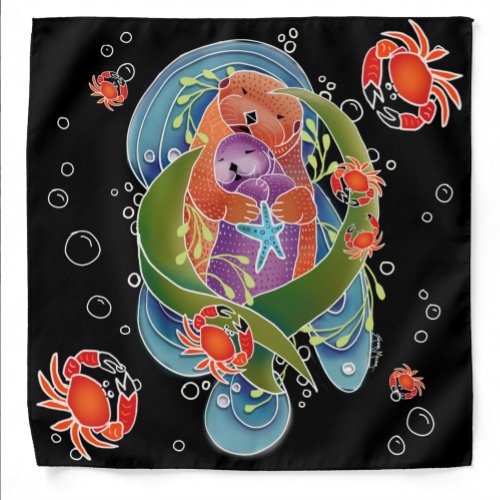 Sea Otter Crabs  Furoshiki bandana cloth