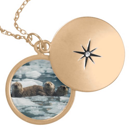 Sea Otter Family Gold Plated Necklace