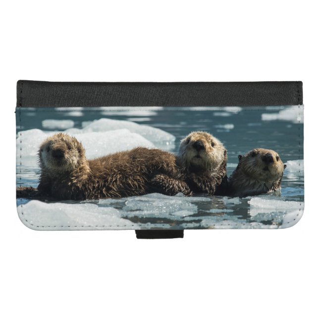 Sea Otter Family iPhone Wallet Case (Front (Horizontal))