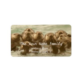 Sea Otter Family Label by bizcardia_emporium at Zazzle
