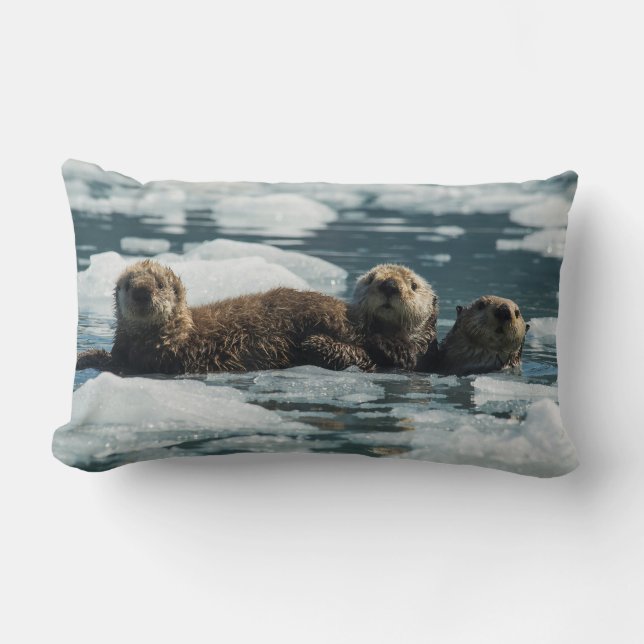 Sea Otter Family Lumbar Pillow (Front)