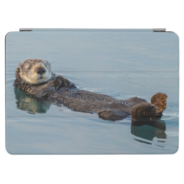 Sea otter floating on back in ocean iPad air cover (Horizontal)